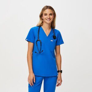 Figs Royal Blue Catarina Small Scrub Top EUC